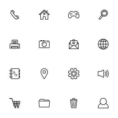 Web simgesi seti, bizimle bağlantı kurun ince çizgi biçimli vektör belirleme işareti sembolü 