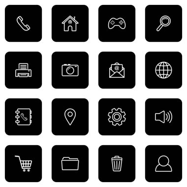 Web simgesi seti, bizimle bağlantı kurun ince çizgi biçimli vektör belirleme işareti sembolü 