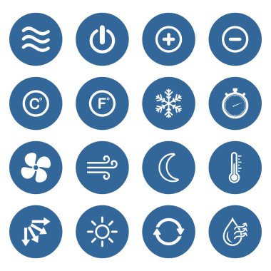 air conditioner, ventilations icon set vector sign symbol clipart