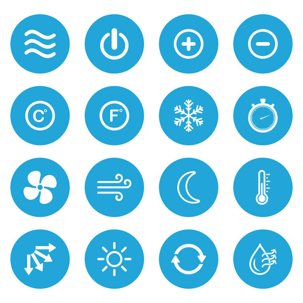 air conditioner, ventilations icon set vector sign symbol