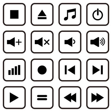 ortam oynatıcı düğmesi simge vektör sembolleri izole edilmiş beyaz arkaplan