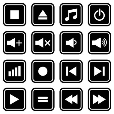 ortam oynatıcı düğmesi simge vektör sembolleri izole edilmiş beyaz arkaplan