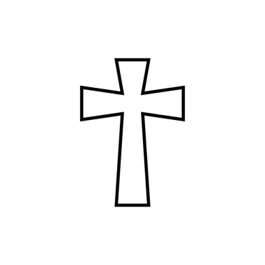 Din Hristiyan çapraz simgesi vektör sembolü izole edilmiş beyaz arkaplan