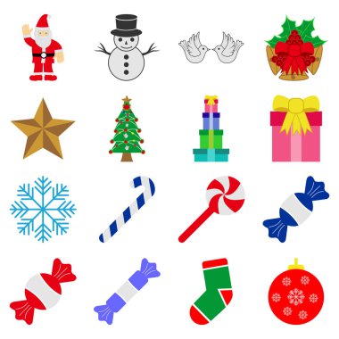 Mutlu noel simgesi vektör sembolü izole edilmiş beyaz arkaplan