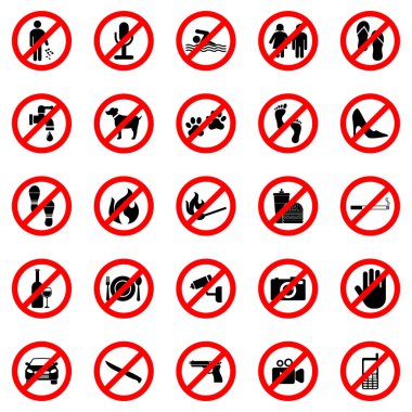 prohibition sign icon set vector symbol clipart