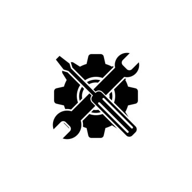 Onarım simgesi, servis araçları simgesi vektör sembolü izole edilmiş beyaz arkaplan