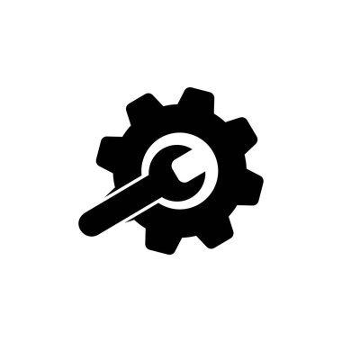 Onarım simgesi, servis araçları simgesi vektör sembolü izole edilmiş beyaz arkaplan