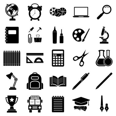 okul ekipman simgesi seti, eğitim simgesi vektör sembolü
