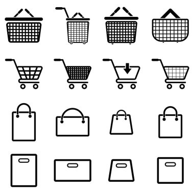 Alışveriş arabası, simge kümesi vektör sembolü
