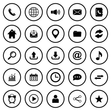 Web sitesi simgesi seti, kartvizit, bizimle bağlantı kurun simge belirleme vektör sembolü