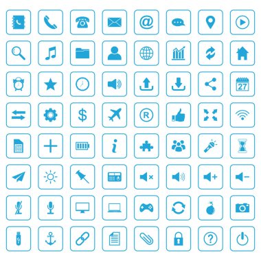 Web sitesi simgesi seti, kartvizit, bizimle bağlantı kurun simge belirleme vektör sembolü