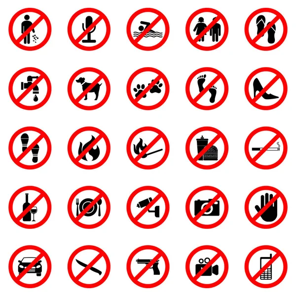 Prohibition Sign Icon Set Vector Symbol — Stock Vector