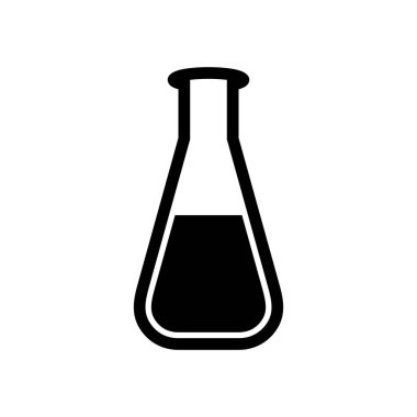 Laboratuvar ekipmanı simgesi, tıbbi simge, koronavirüs ikonu vektör sembolü izole edilmiş beyaz arkaplan