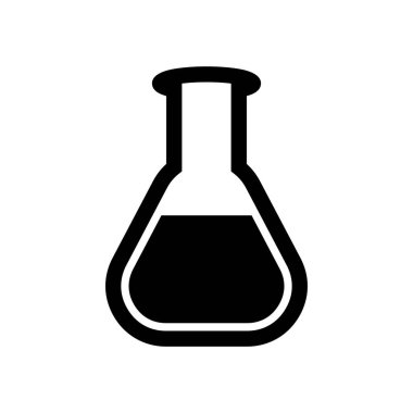 Laboratuvar ekipmanı simgesi, tıbbi simge, koronavirüs ikonu vektör sembolü izole edilmiş beyaz arkaplan