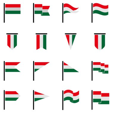 Macaristan 'ın ulusal bayrak simgesi, ülkenin izole edilmiş beyaz arkaplanının vektör sembolü