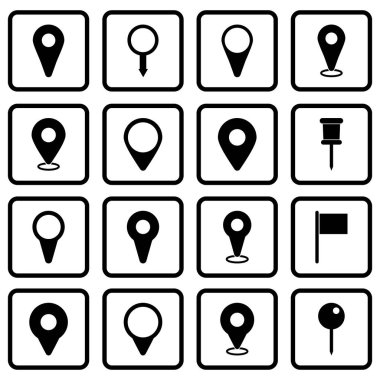 pin haritaları simge kümesi vektör sembolü izole edilmiş beyaz arkaplan