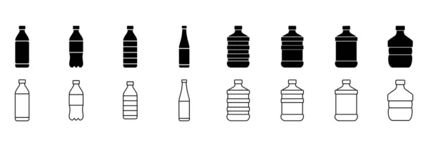 Plastik şişe simgesi seti, plastik şişe vektör seti sembolü