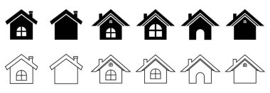 ev simgesi seti, ev vektörü seti, ev sembolü çizimleri