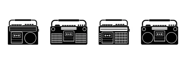テープレコーダーのアイコンセットテープレコーダーのアイコンセット音楽プレーヤーのベクトルセット — ストックベクタ