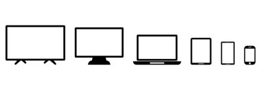 aygıtlar ve elektronik simge, bilgisayarlar, dizüstü bilgisayar ve mobilephone simgesi vektörü