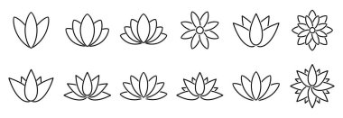 Nilüfer çiçeği ikonu seti, nilüfer çiçeği vektörü seti