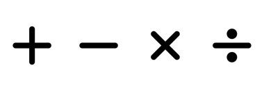 Temel matematik ikonu, temel matematiksel sembol artı işaret, eksi işaret, bölme işareti, çarpma işareti vektör simgesi simgesi