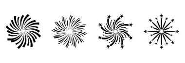 Havai fişek ikonu seti, havai fişek vektörü kutlama simgesi.