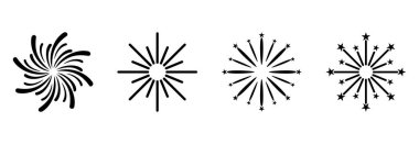 Havai fişek ikonu seti, havai fişek vektörü kutlama simgesi.