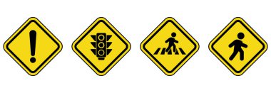 Uyarı trafik işareti simgesi, trafik işareti vektörü, trafik işareti sembolü uyarısı