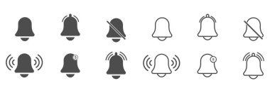 çan bildirim simgesi seti, çan bildirim vektörü işaret simgesi