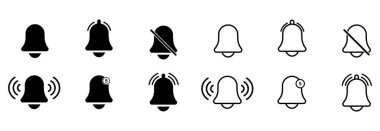 çan bildirim simgesi seti, çan bildirim vektörü işaret simgesi