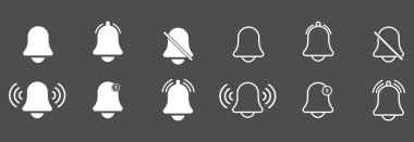 çan bildirim simgesi seti, çan bildirim vektörü işaret simgesi