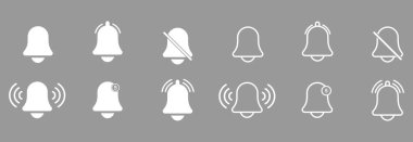 çan bildirim simgesi seti, çan bildirim vektörü işaret simgesi