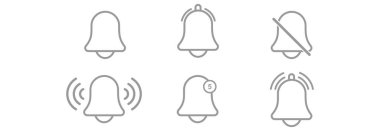 çan bildirim simgesi seti, çan bildirim vektörü işaret simgesi