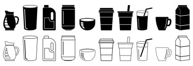 içecek simgesi seti, içecek ambalaj vektörü çizimleri