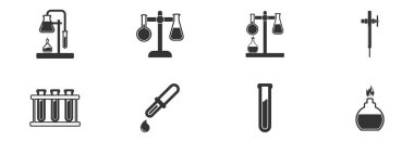 laboratuvar ekipman simgesi vektör işareti belirlendi
