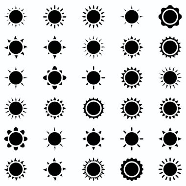 Güneş simgesi vektör sembolü izole edilmiş beyaz arkaplan
