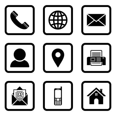 Web simgesi, iş kartı adı izole edilmiş resimlerin simge vektör simgesi ile iletişime geçin