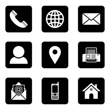 Web simgesi, iş kartı adı izole edilmiş resimlerin simge vektör simgesi ile iletişime geçin