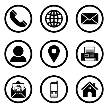 Web simgesi, iş kartı adı izole edilmiş resimlerin simge vektör simgesi ile iletişime geçin