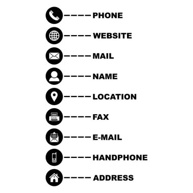 Web simgesi, iş kartı adı izole edilmiş resimlerin simge vektör simgesi ile iletişime geçin