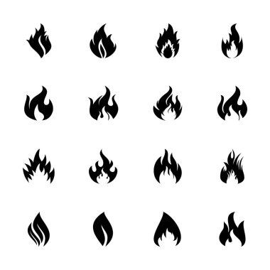 fire flame icon vector symbol isolated illustrations white background