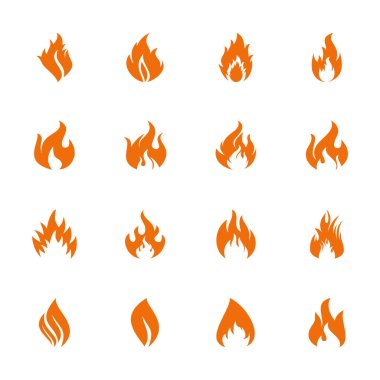 fire flame icon vector symbol isolated illustrations white background