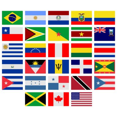 set flags of countries in america continent icon vector symbol of country illustration isolated white background