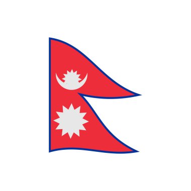 Ülke illüstrasyonunun Nepal ulusal bayrağı simgesi izole edilmiş beyaz arkaplan