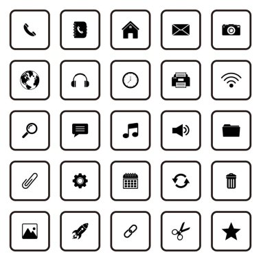 web icon set, contact us icon set, social media icon set vector sign symbol