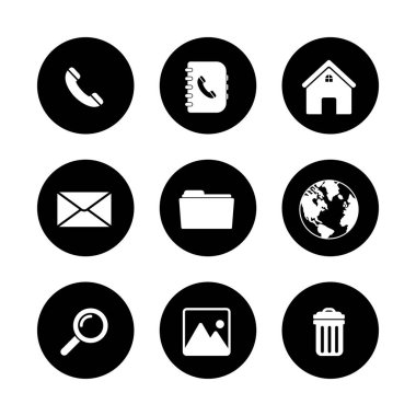 web icon set, contact us icon set, social media icon set vector sign symbol