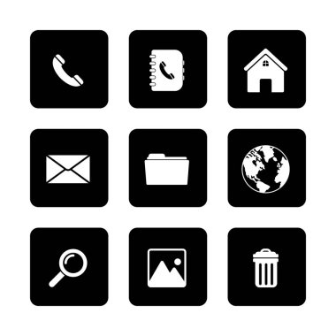 web icon set, contact us icon set, social media icon set vector sign symbol