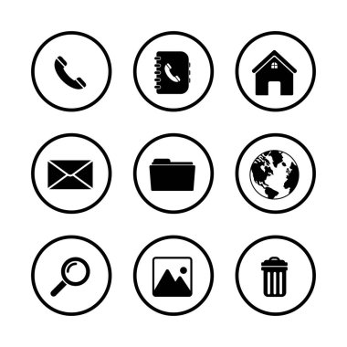 web icon set, contact us icon set, social media icon set vector sign symbol