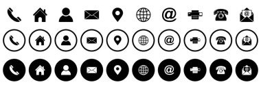 web icon set, contact us icon set, social media icon set vector sign symbol